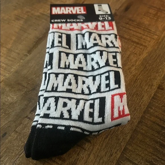 Marvel Black, White, and Red Logo Crew Socks - Picture 1 of 2